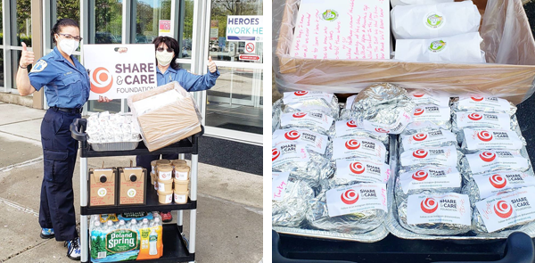 A volunteer delivers grocery kits to vulnerable families in Queens.