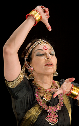 Mallika Sarabhai performing a traditional Bharatanatyam dance